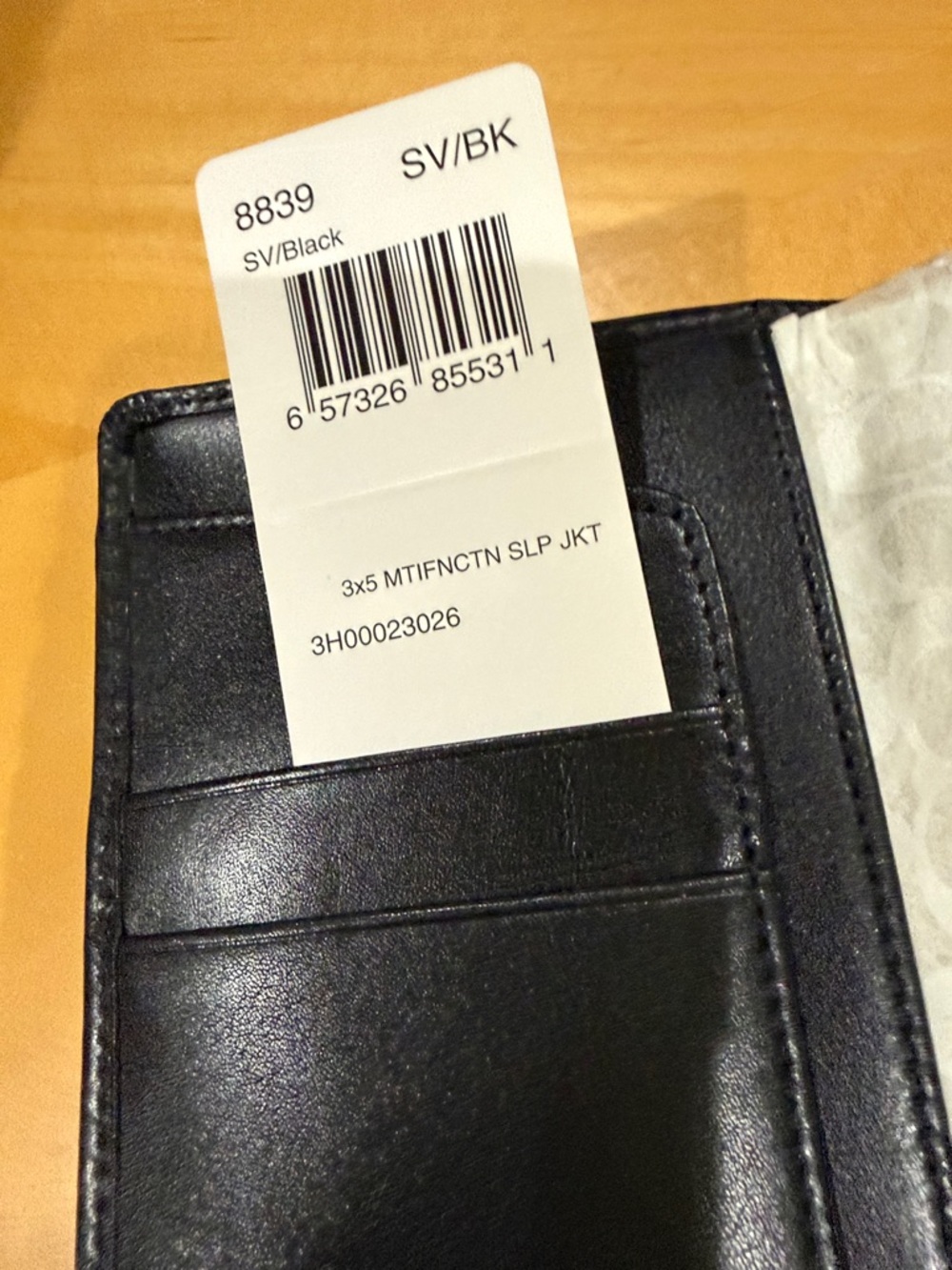 NWT Coach Black Leather Address Book White Contrast Stitching, Pen & Card slots - Picture 4 of 6
